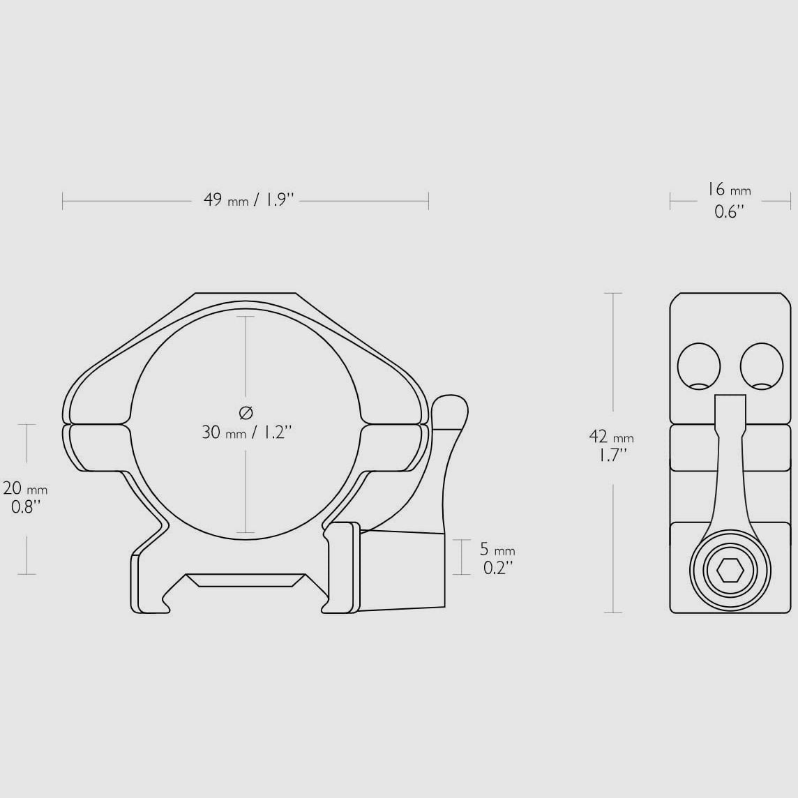 Hawke Precision Montaggio Rapido in Acciaio Weaver (Lever) 30mm Due Pezzi Basso, immagine 2 di 2