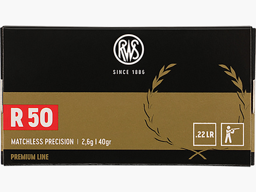 50 St. / Schuss RWS .22 l.r. lfb KK Munition PREMIUM R50 2,6g BleiRund KK 50m BENCHREST 100m Präzisi