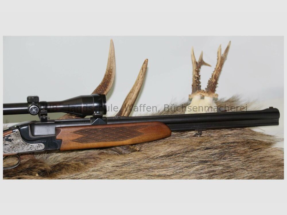 Brünner Super Bockbüchsflinte mit Wechsellauf und Schwenkmontage 12/70;7x57R
