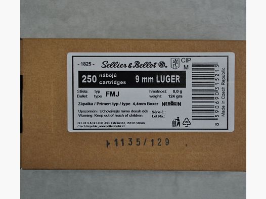 Sellier & Bellot FMJ 9mm Luger *1000 Schuss*