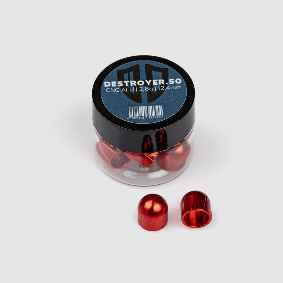 12x DESTROYER.50 | CNC ALU | 2,8g | 12,4mm | drie kleuren | voor HDR50