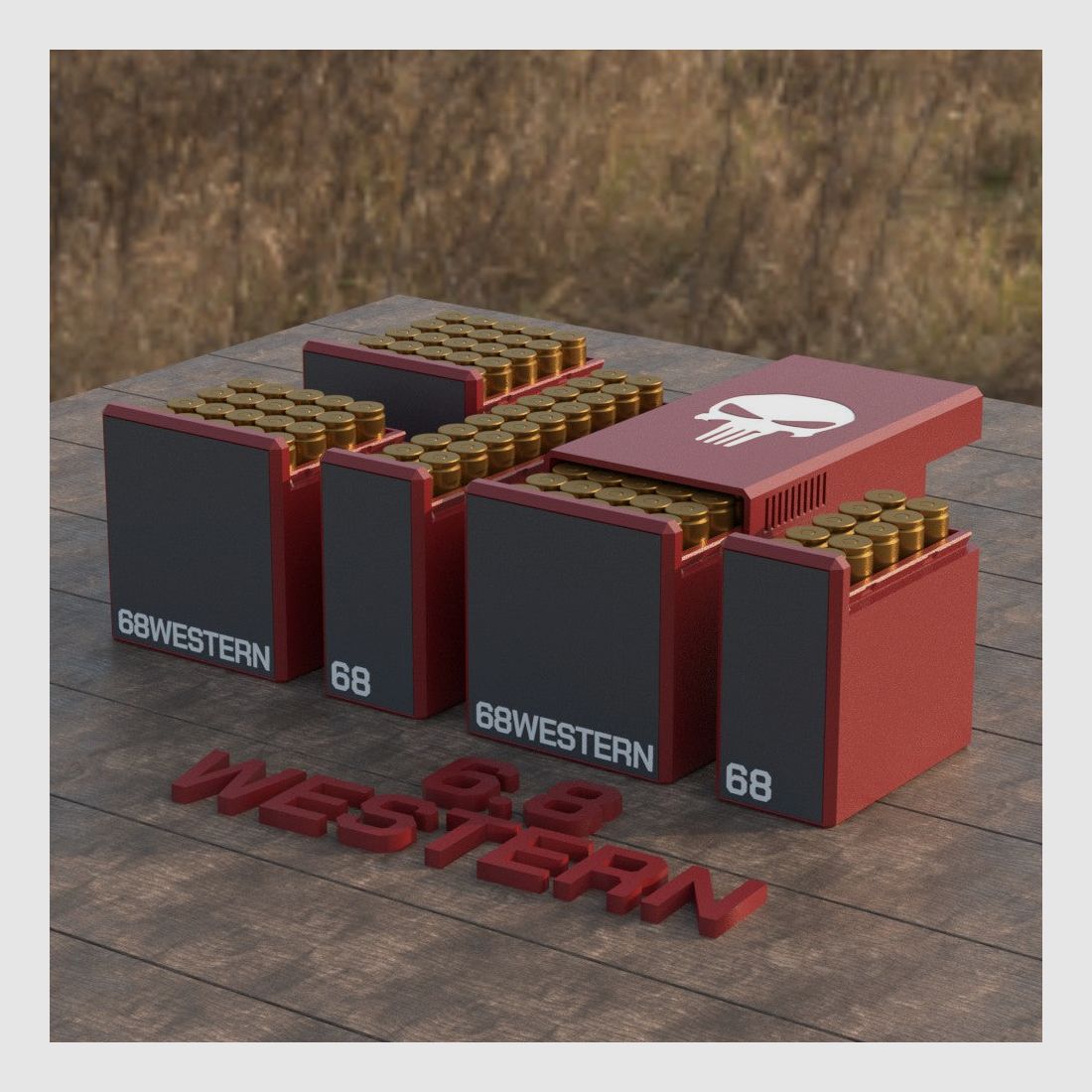 Filamelt skrzynka na amunicję / Ammo 6.8 Western (Winchester/Browning) - pudełko na naboje na 50 strzałów, wyprodukowane w Niemczech