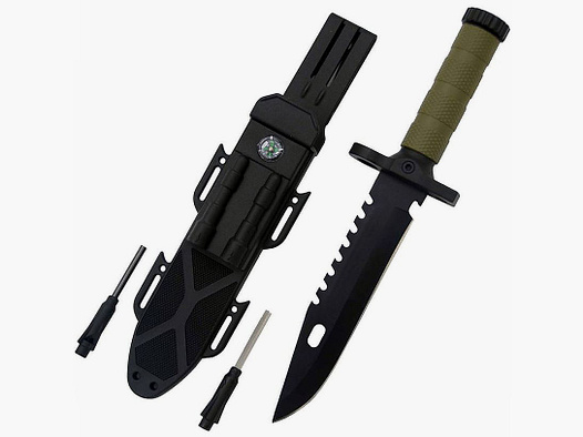 Cuchillo de supervivencia con kit de afilado