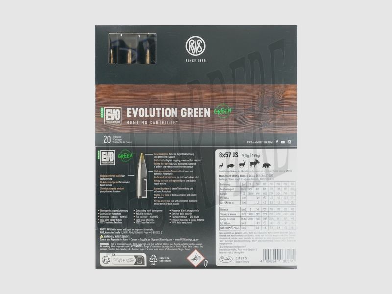 RWS EVO GREEN 9G / 139 GR (cartuccia)
