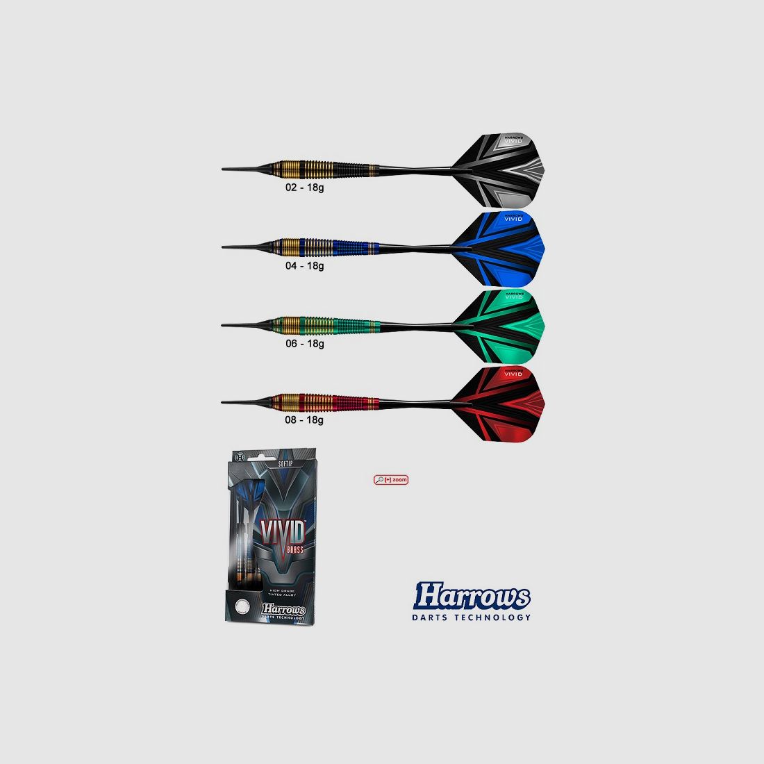 Harrows-Darts-Technology Vivid Blue Soft 18g Dart & Zubehör
