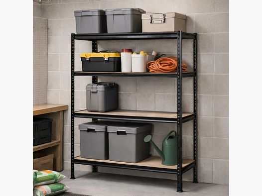 Industrieregale 4 Ebenen 180x60x180 cm - Schwarz - Traglast 60 kg/regal
