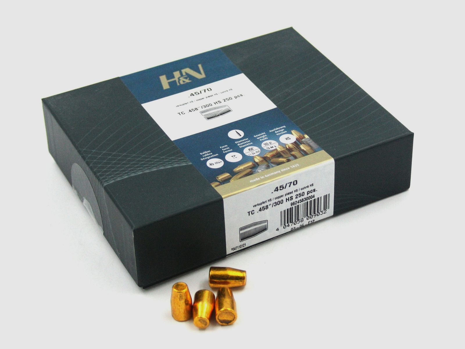Büchsengeschosse, H+N .458 HS-KS, 300gr, 250 Stk, .45-70 Gov.