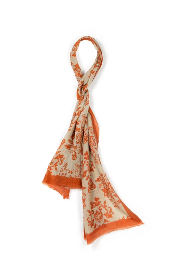 Sciarpa Habsburg grande arabesque in arancione, immagine 1 di 2