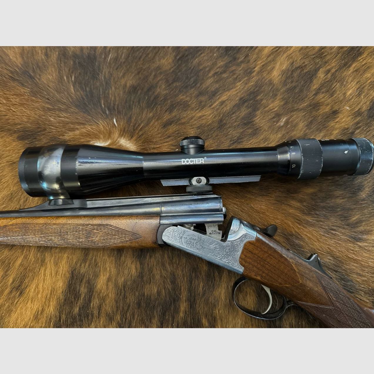 SABATTI SKL 98 DL rifle de un solo tiro de cerrojo calibre 6,5x57R con óptica de mira Docter 2,5-10x48, retícula 4