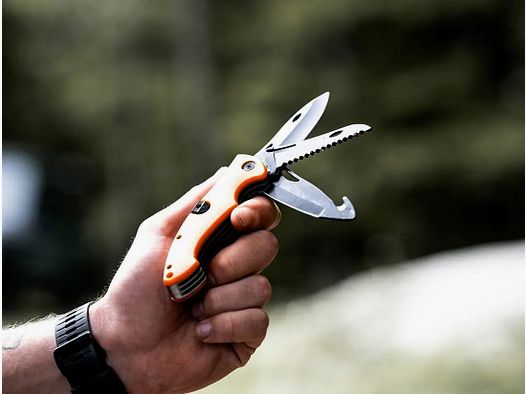 PUMA XP Trifecta Cuchillo Plegable de 3 Cuchillas, naranja