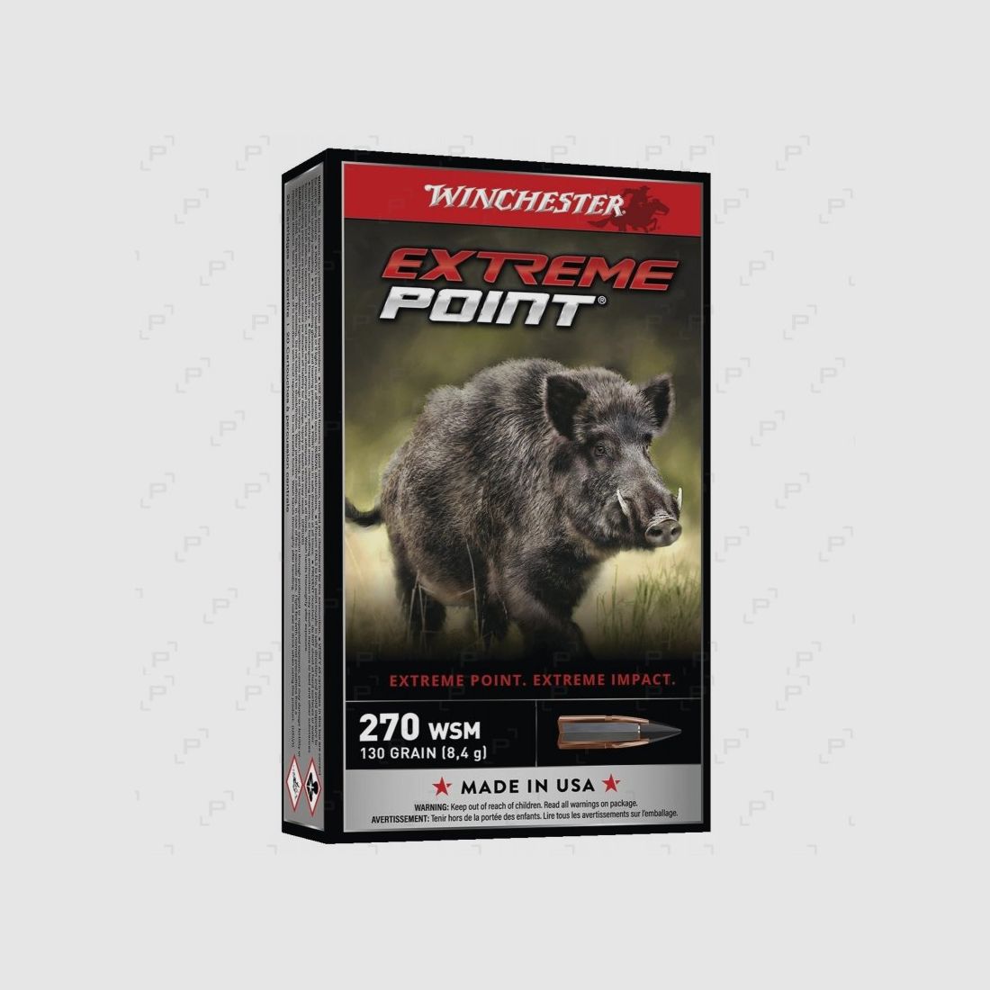 Box mit 20 Patronen für Großwild WINCHESTER EXTREME POINT Kaliber .270 WS - 130 GR