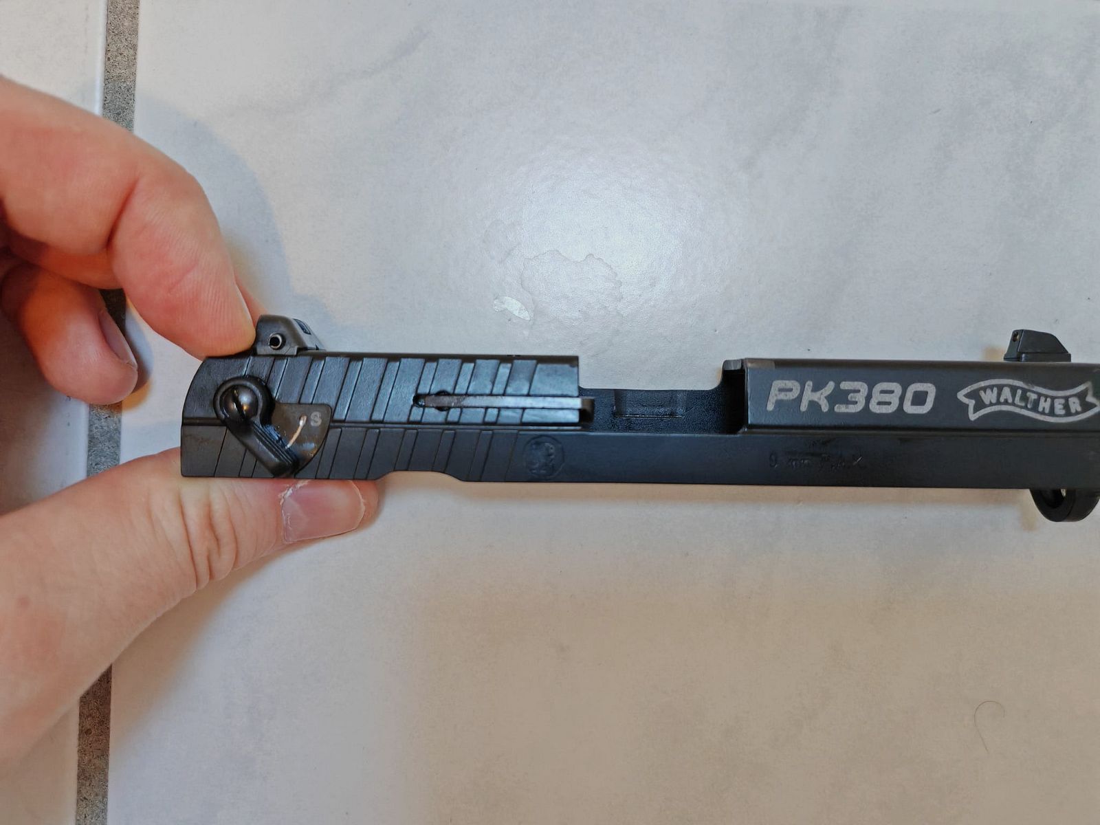 brünierter Ersatz / Wechselschlitten Verschluss für Umarex Walther PK380 9mm P.A.K. Schreckschusspistole