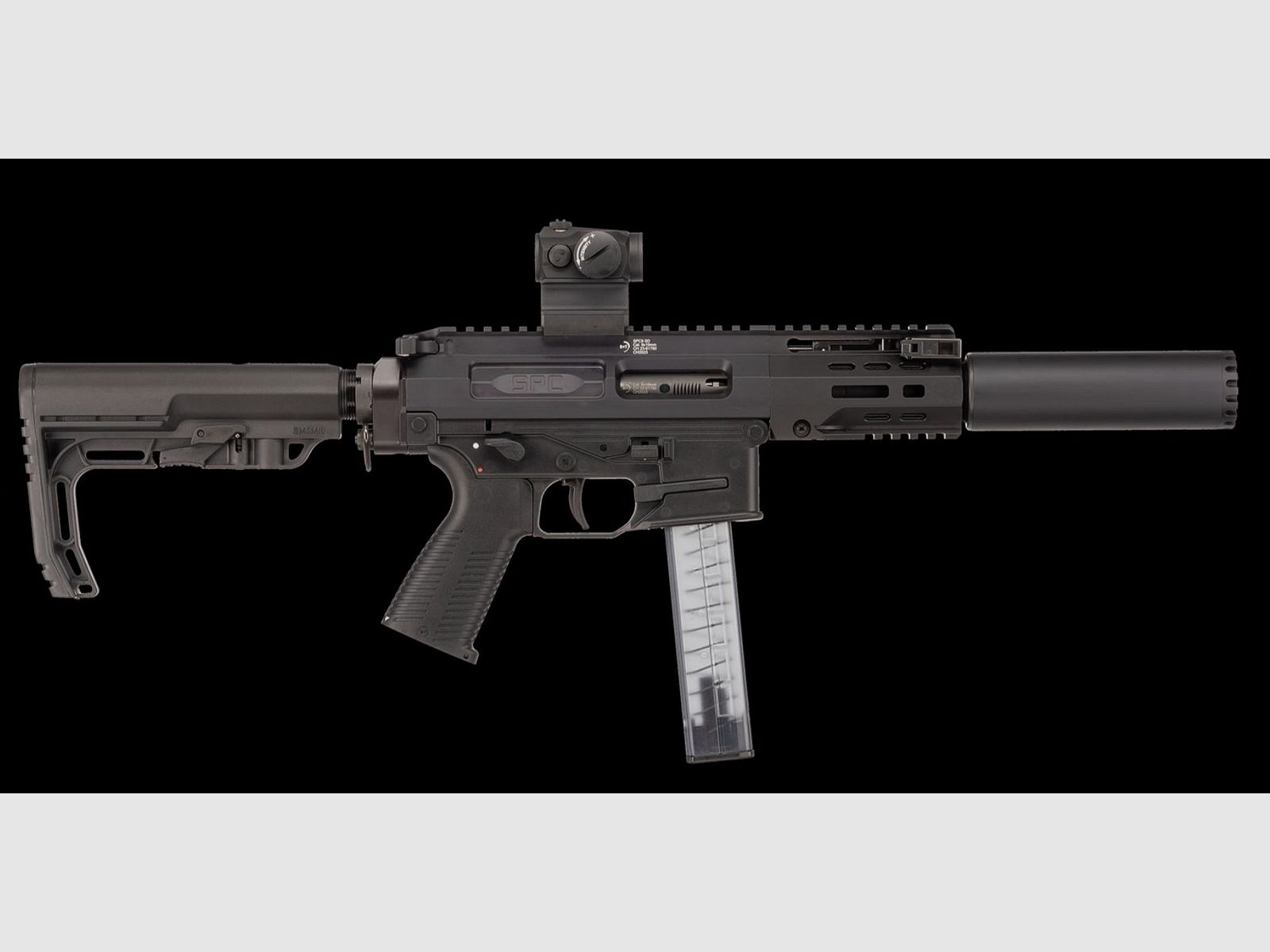 SL Gewehr B&T SPC9 SD PRO, Schwarz, 9×19, integrierter Schalldämpfer, Aimpoint Acro P-2, Bild 3 von 4