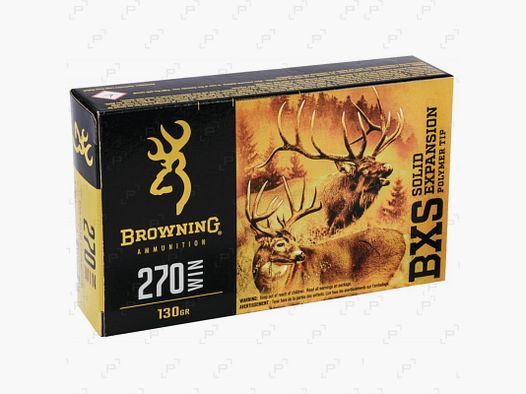 Boite de 20 cartouches à balles de grande chasse BROWNING BXS Calibre .270 WIN - 130 GR
