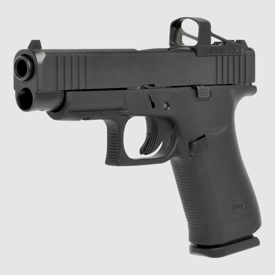 Pistola Glock 48 con punto rojo RMSc Shield montado 9 mm Luger