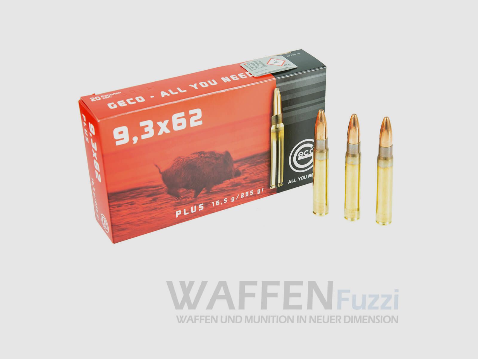 Geco Plus caliber 9.3x62 hunting ammunition 255gr high precision