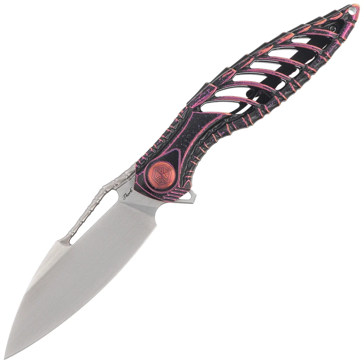 Nóż składany Rike Knife RK-Thor6-M-BP Black / Purple Titanium, Satin M390