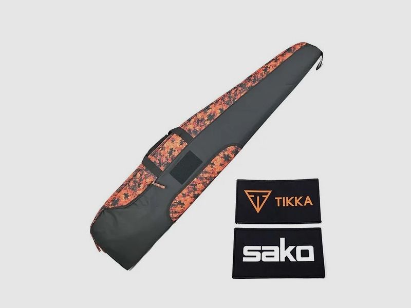 TIKKA custodia per fucile in Cordura, nera/arancione, 130 cm, con tasca laterale, immagine 2 di 2