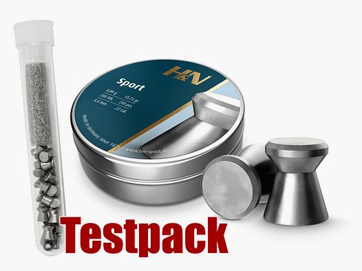 Testpack - H&N Sport Diabolo, Flachkopf, glatt, 0,89 g, Kaliber 5,5 mm, 20 StĂĽck