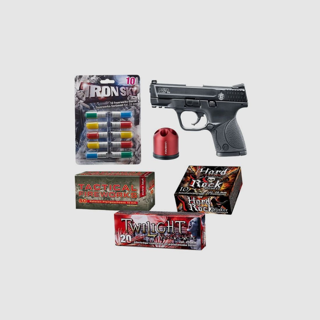 Pistolet alarmowy Nowy Rok XXL zestaw 6
