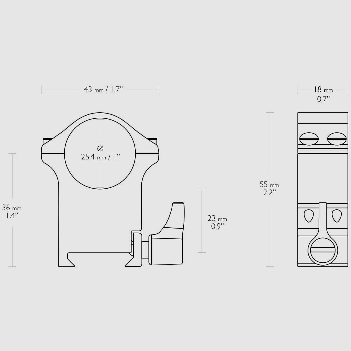 Hawke Profi Fixed and Quick Release Mount Steel Weaver 1" Two-Piece Extra High, image 2 of 2