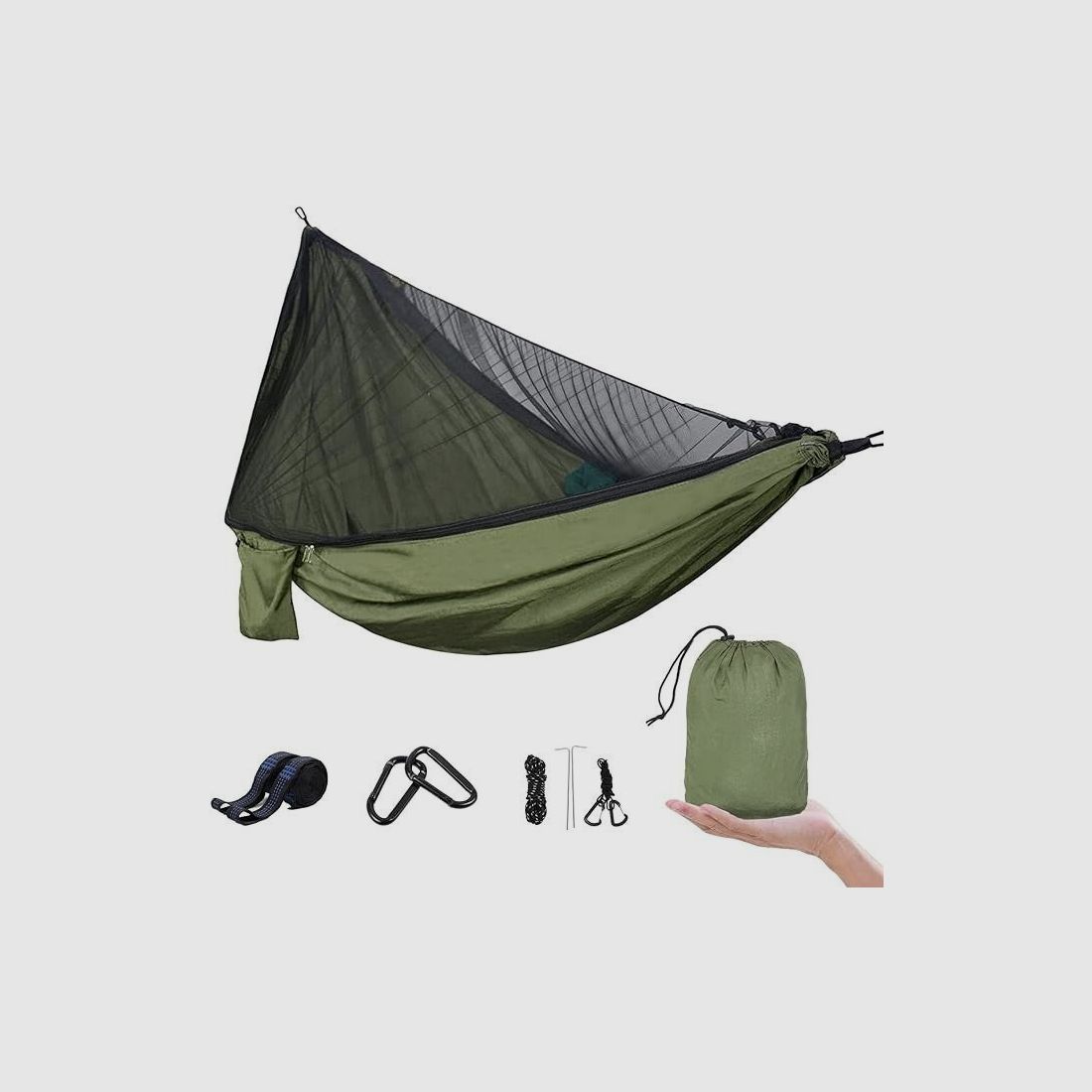 UPhitnis Hängematte Outdoor mit Moskitonetz 600lb Traglast Atmungsaktiv Ultraleicht Fallschirm Nylon Camping Reisehängematte