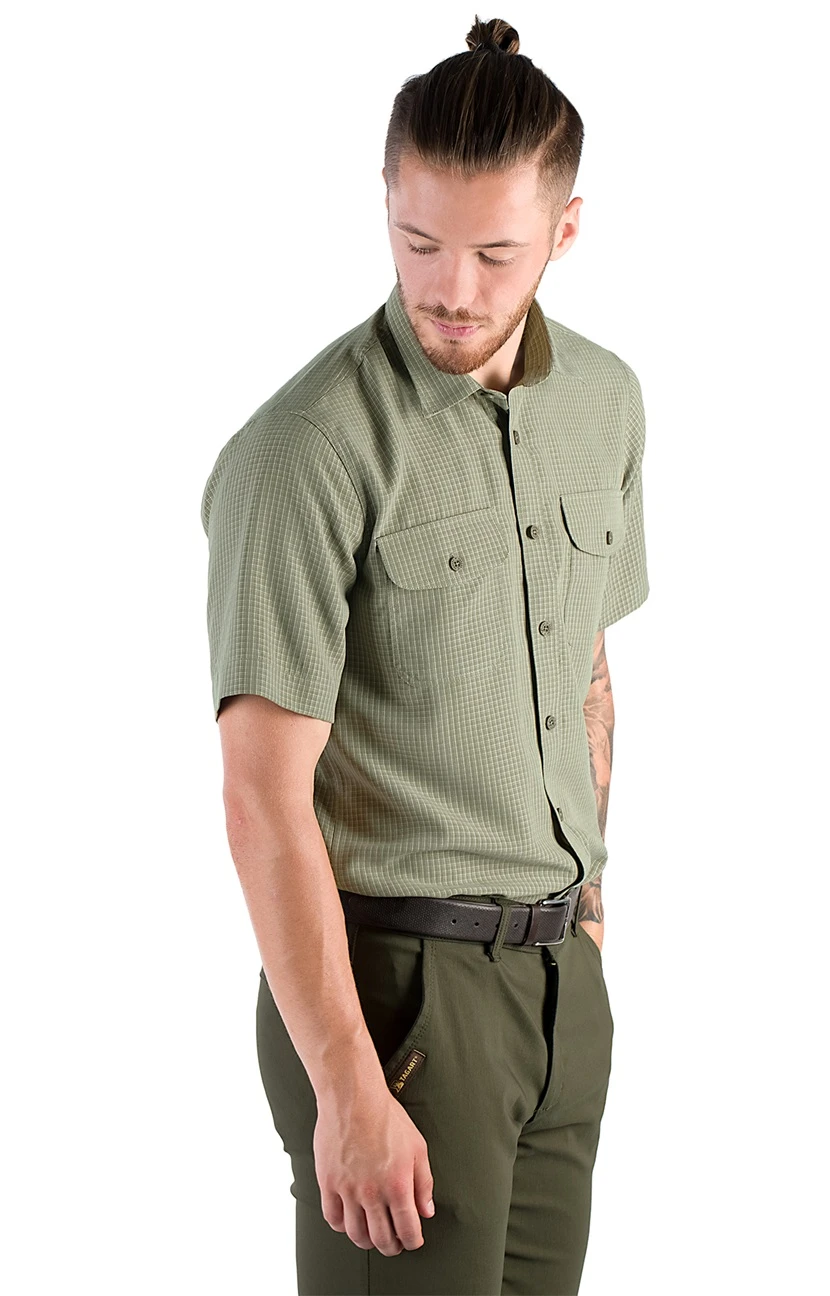 Tagart men's shirt Sahara, green, UV protection, short sleeve .e.