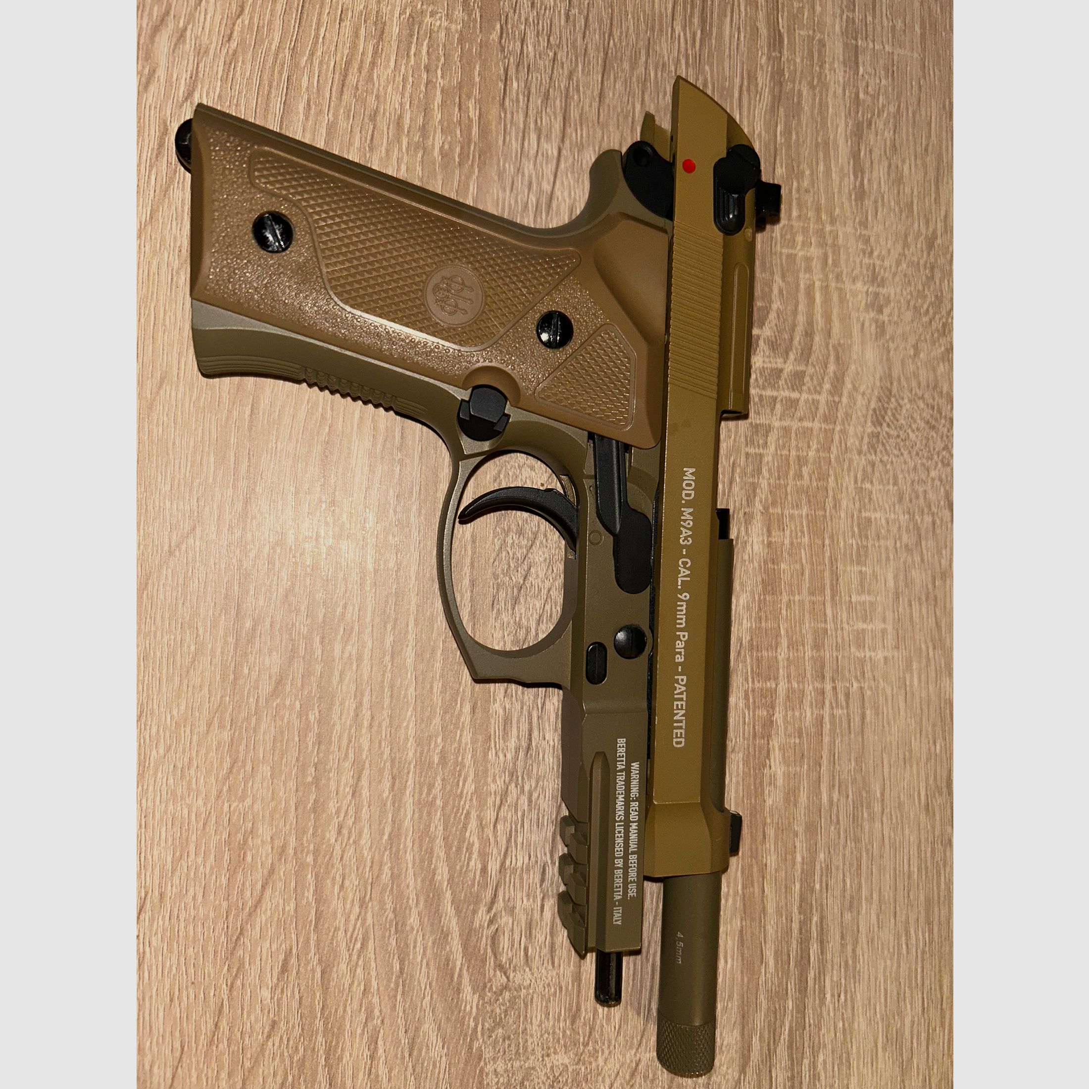 Beretta M9 A3 CO2 pistola de aire comprimido de metal completo Cal. 4,5 mm BB FDE