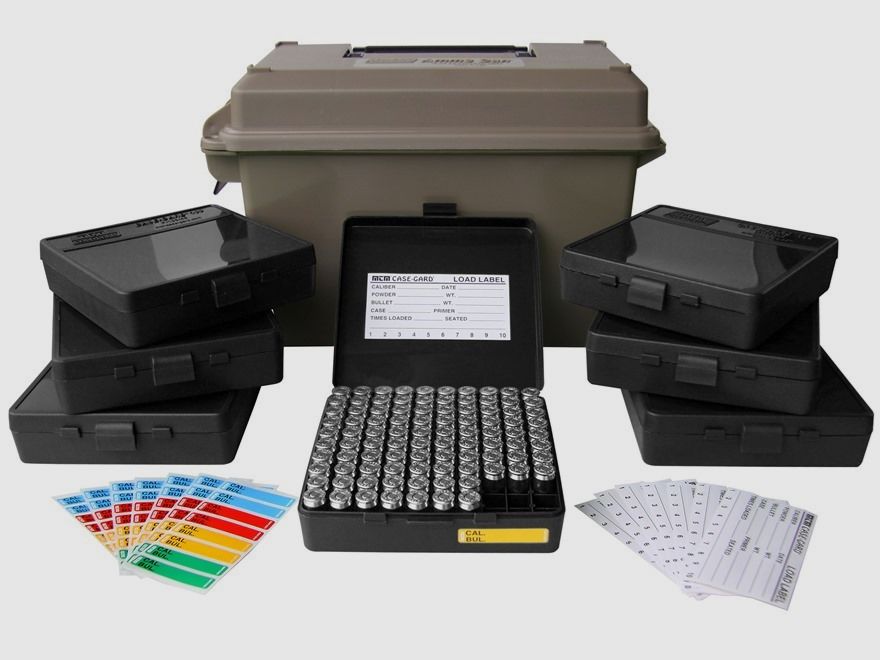 MTM Munitionskiste ACC45 dark earth f. 700 Patronen inkl. 7 Patronenboxen P-100-45 f. .45 ACP u.w.