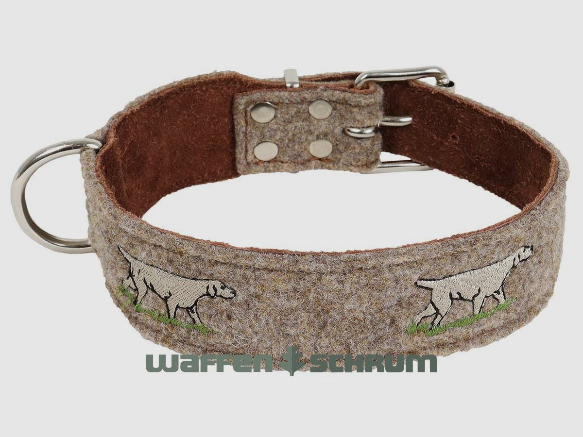 AKAH dog collar with address tag made of wool felt and yak leather