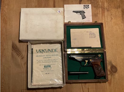 Pistole Walther 50 JAHRE WALTHER PP 1929-1979 im Kaliber 7,65mmBrowning SNR 152 von 500Stück