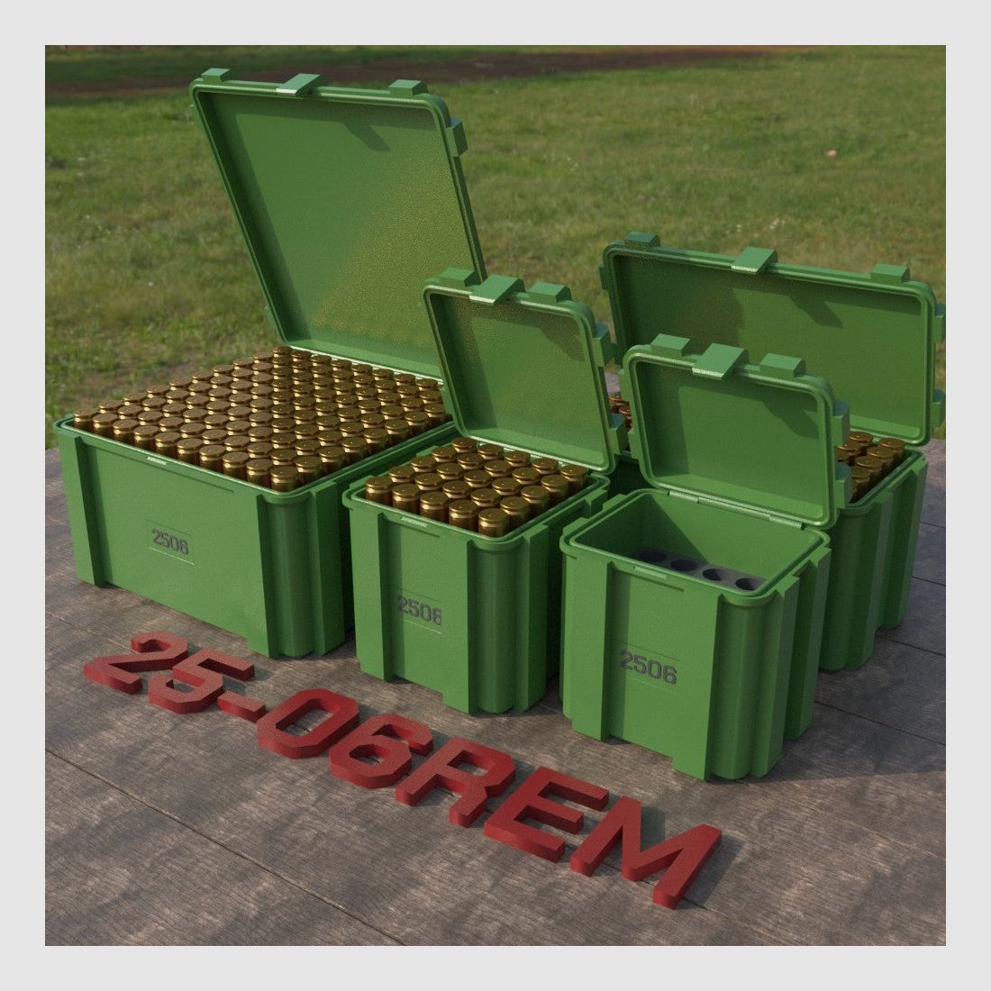 Filamelt Munitionsbox / Ammo Box .25-06 Remington – Patronenbox ‘Klappdeckel’ – 20 / 25 / 50 / 100 Runden