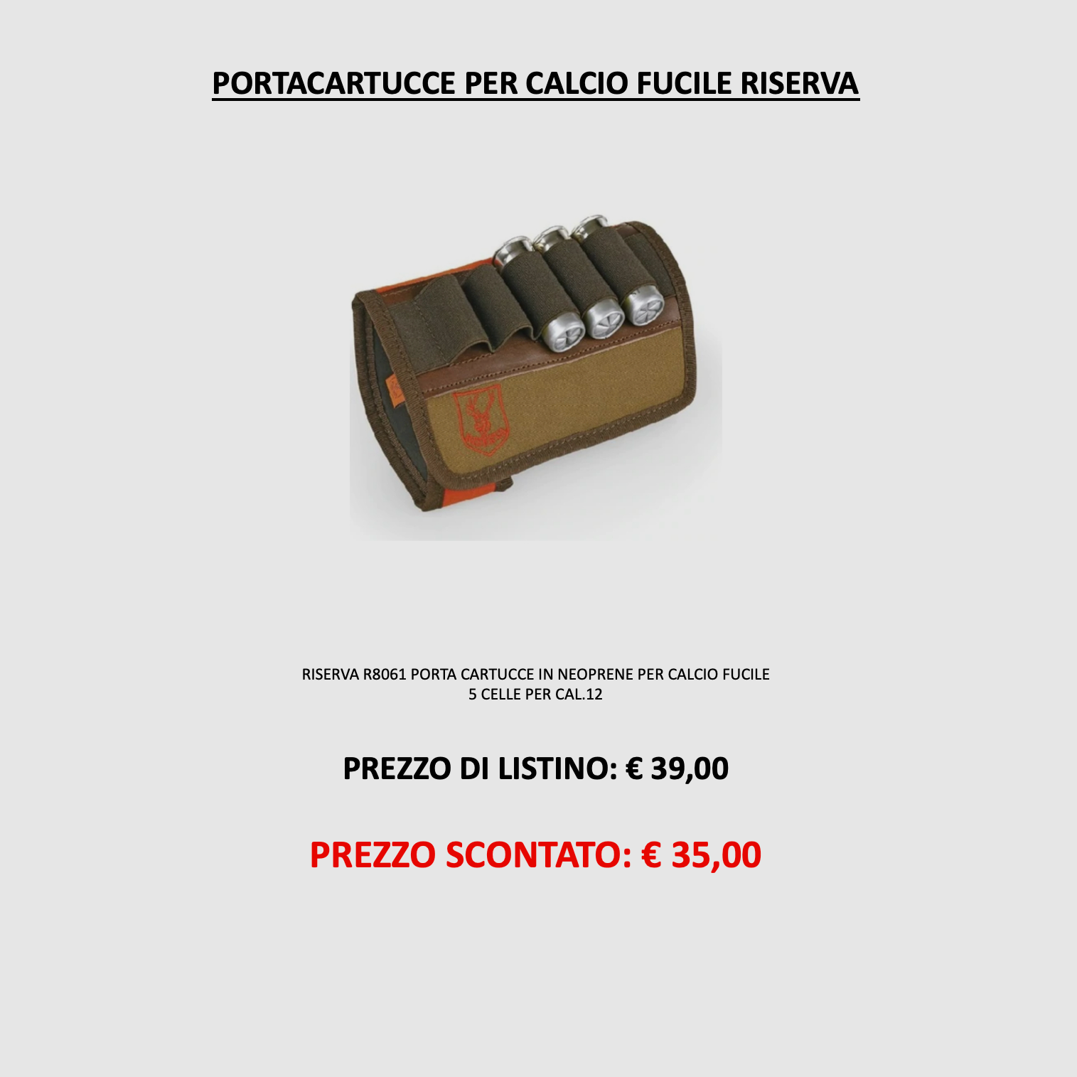 Riserva – Porta cartucce per calcio fucile, immagine 1 di 2