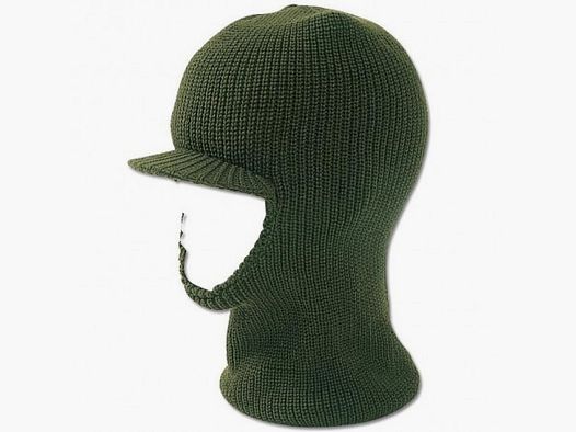 Zachte ribgebreide bivakmuts in groen met harde klep. mod. 3407