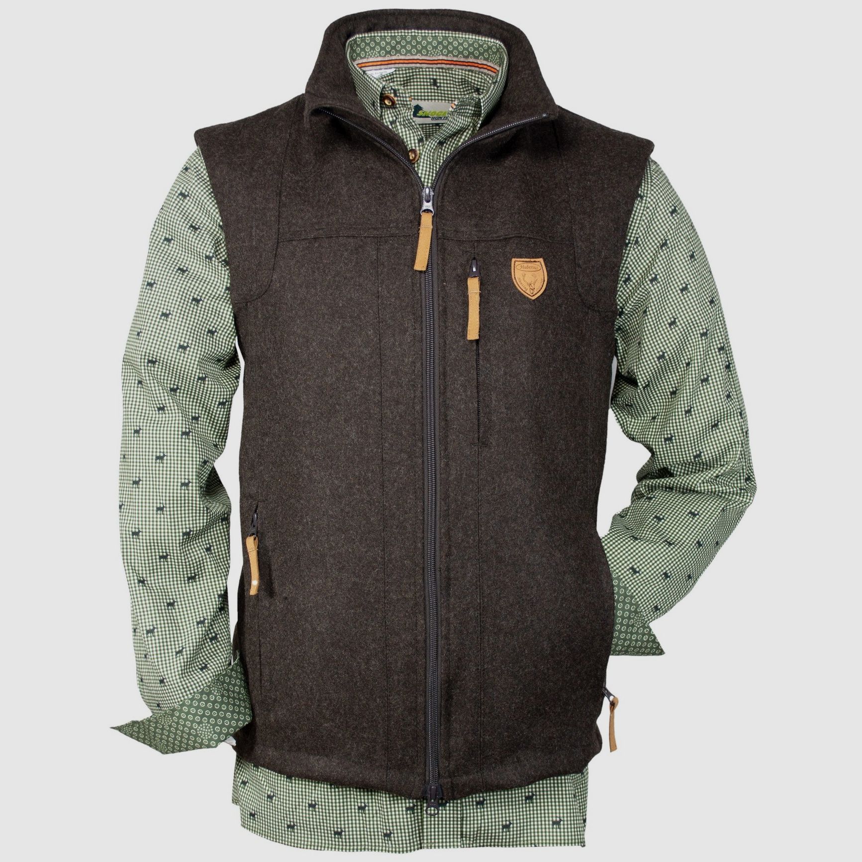 Gilet Hubertus-Hunting Loden Passau 10576701/913 Marrone Scuro Gilet per Uomini