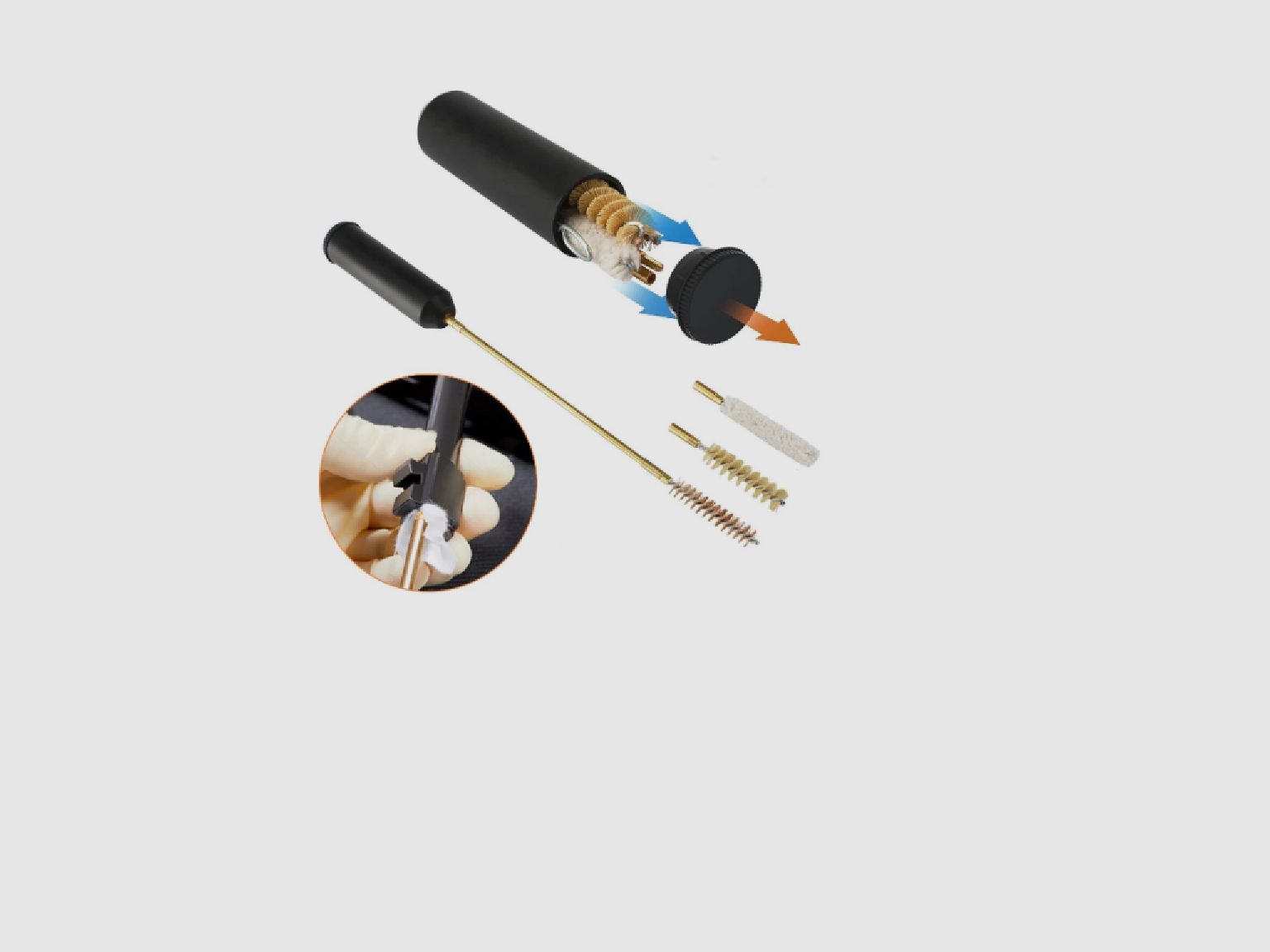 Juego de limpieza de armas calibre .38 / 9 / .357 Cal