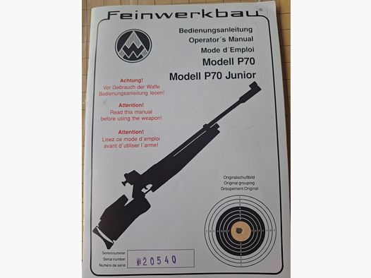 Feinwerkbau carabina de aire comprimido P70 Junior