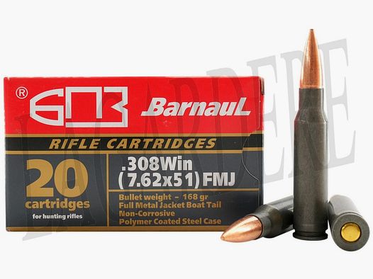 BARNAUL JSC FMJ 168 GRS (cartuccia con proiettile)