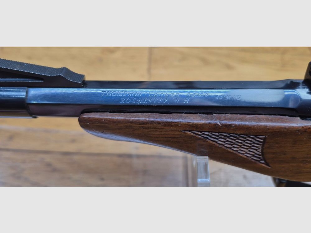 Redoutable Pistole Thompson Center – Modell Contender – Lauf 8 Zoll! – Selten im Kaliber 44 Magnum und 44 Special – Waffe von Rochester aus Ende 1972 – Gute Hölzer – Unverzichtbarer Pachmayr-Griff – Wunderschöner Lauf mit Mündungsbremse – Exzellente Mechanik und Abzug – Schöne Trainings- und Präzisionswaffe – TBE/TBE+, Bild 1 von 29