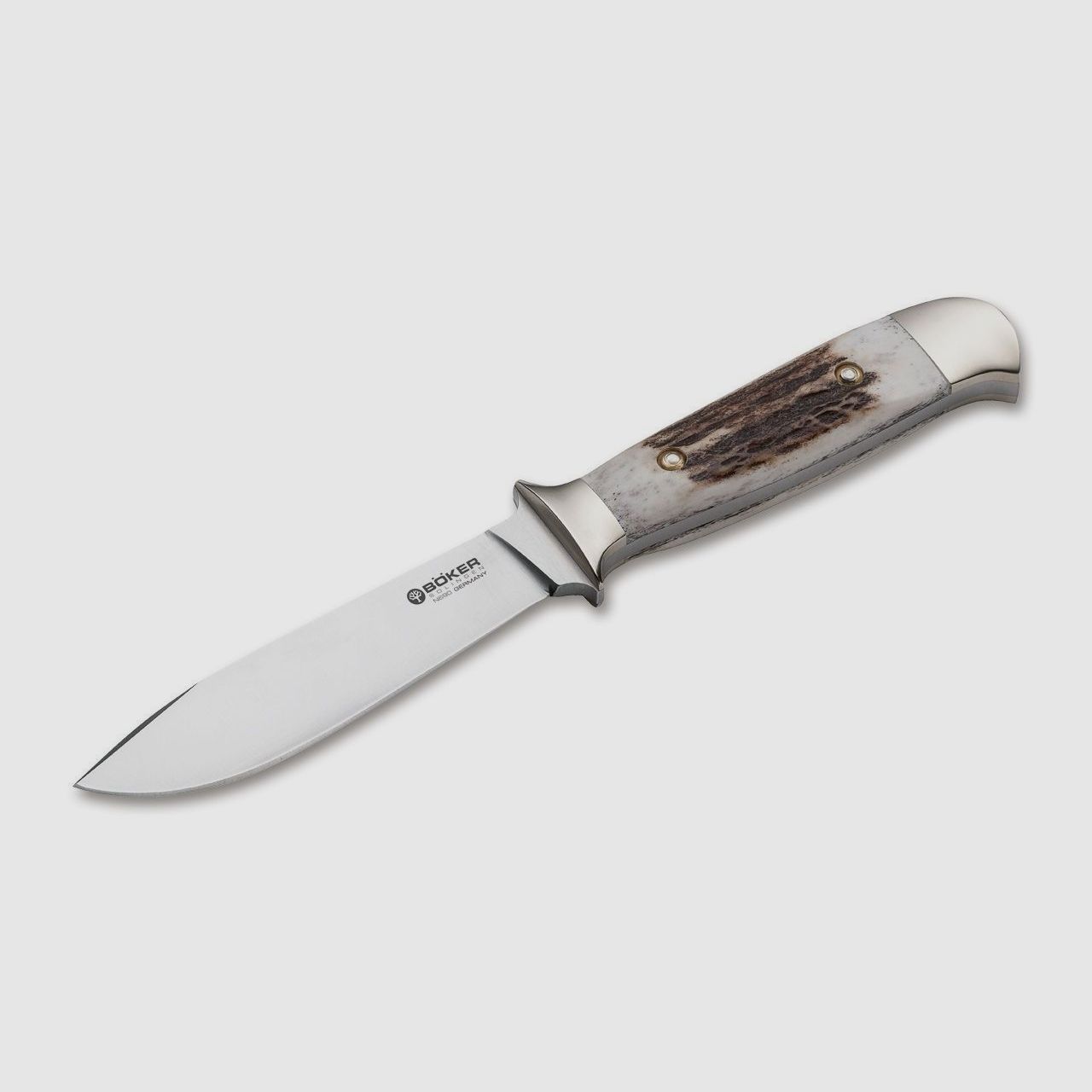 Frsternicker Hirschhorn Jagdmesser Nicker mit hochwertiger brauner Lederscheide