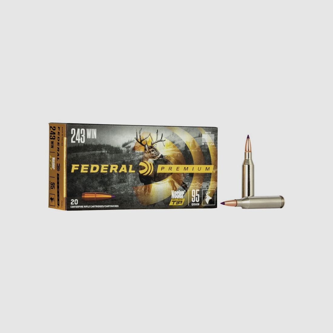 FED P243J .243WIN 95GR NOSLER BALLISTIC TIP VITAL-SHOK 20/20