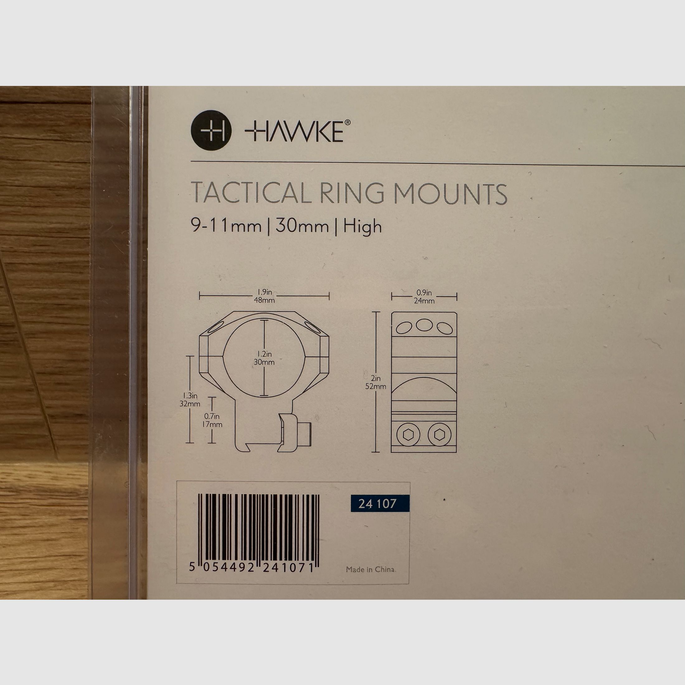 HAWKE Tactical scope mount for 9-11 mm prism rail 30 mm central tube - High version