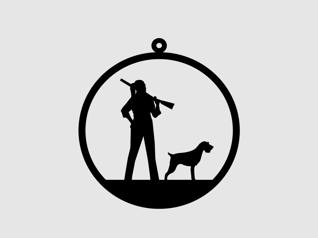 Kleiner Deko-Anhänger "Jägerin mit Hund"