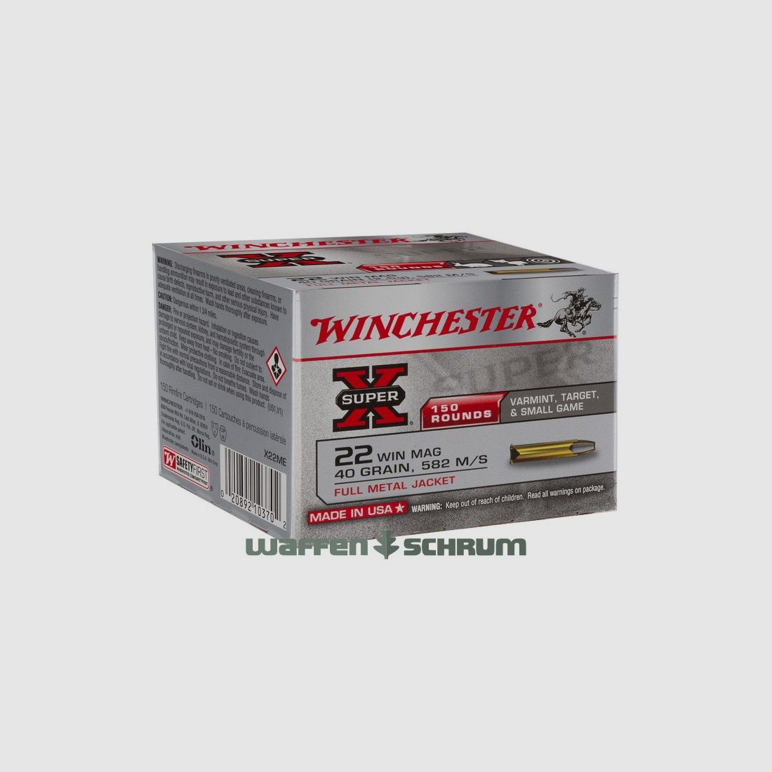 Winchester .22WinMag SuperX Vollmantel 2,6g - 40gr.  150er Pck.