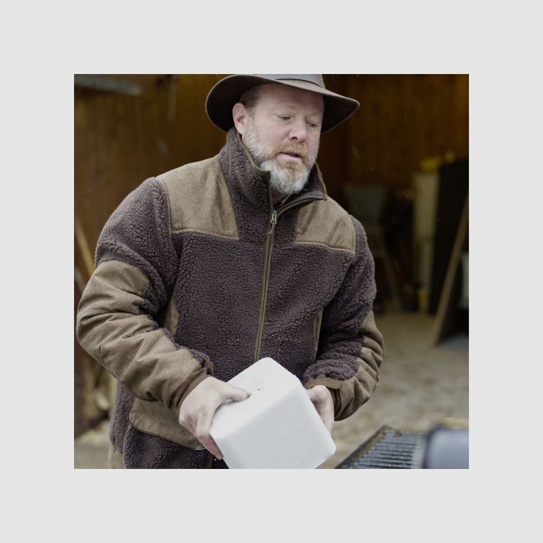 Blaser Sherpa Fleece Jacke dunkelbraun