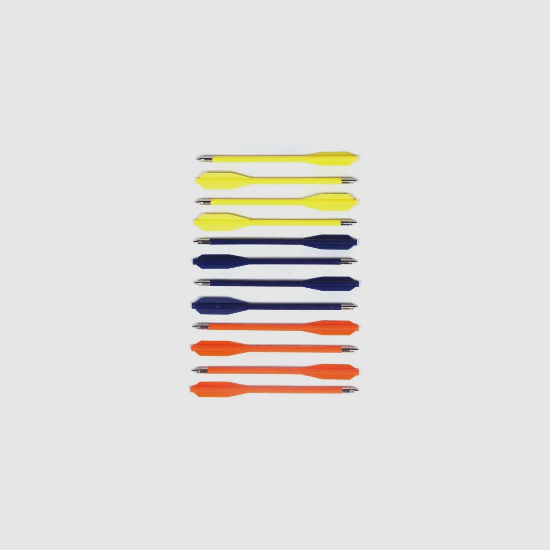 12 pcs. pack of plastic arrows for crossbows 50lbs, color: colorful