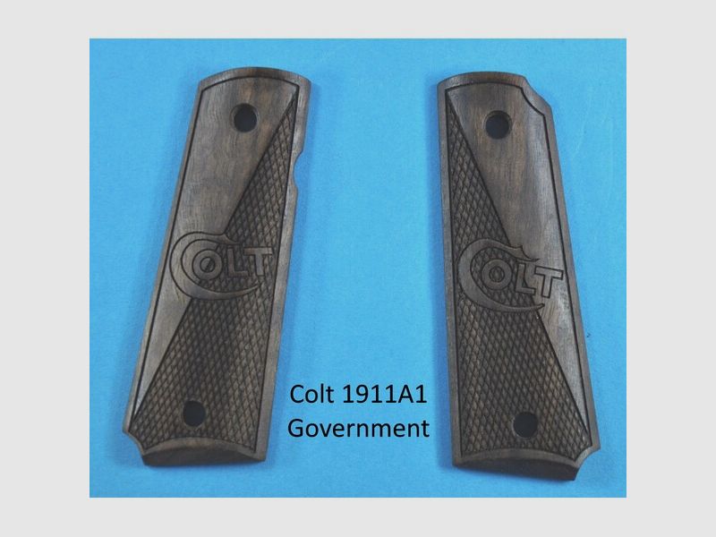 Nussbaum-Griffschalen für Colt 1911A1 Governement mit Teil-Fischhaut und Colt-Logo