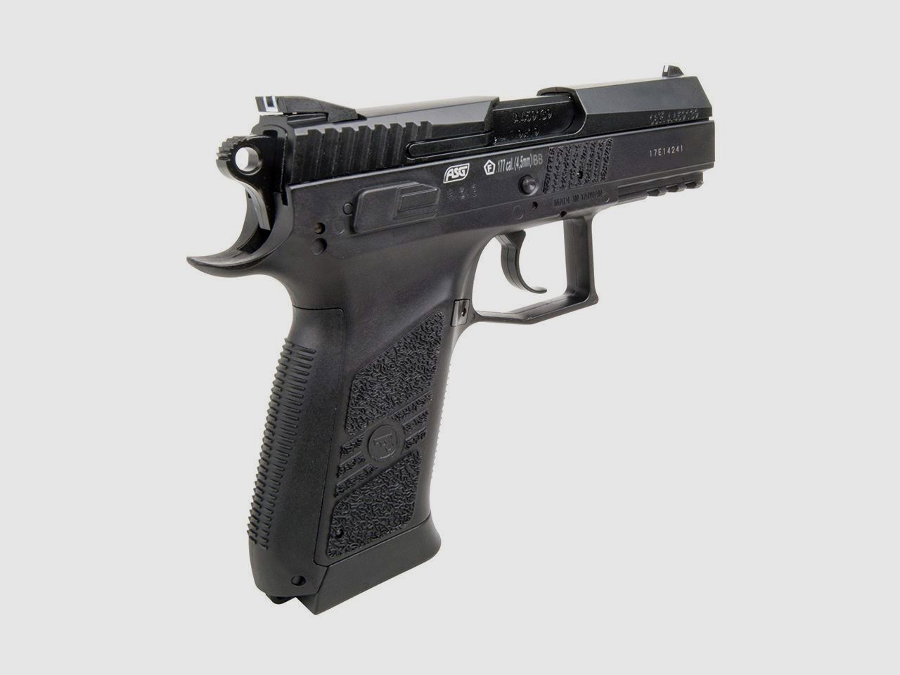 CO2 Pistole CZ 75 P-07 Duty Blow Back schwarz Metallschlitten Kaliber 4,5 mm BB (P18)+ SchalldĂ¤mpfer Adapter