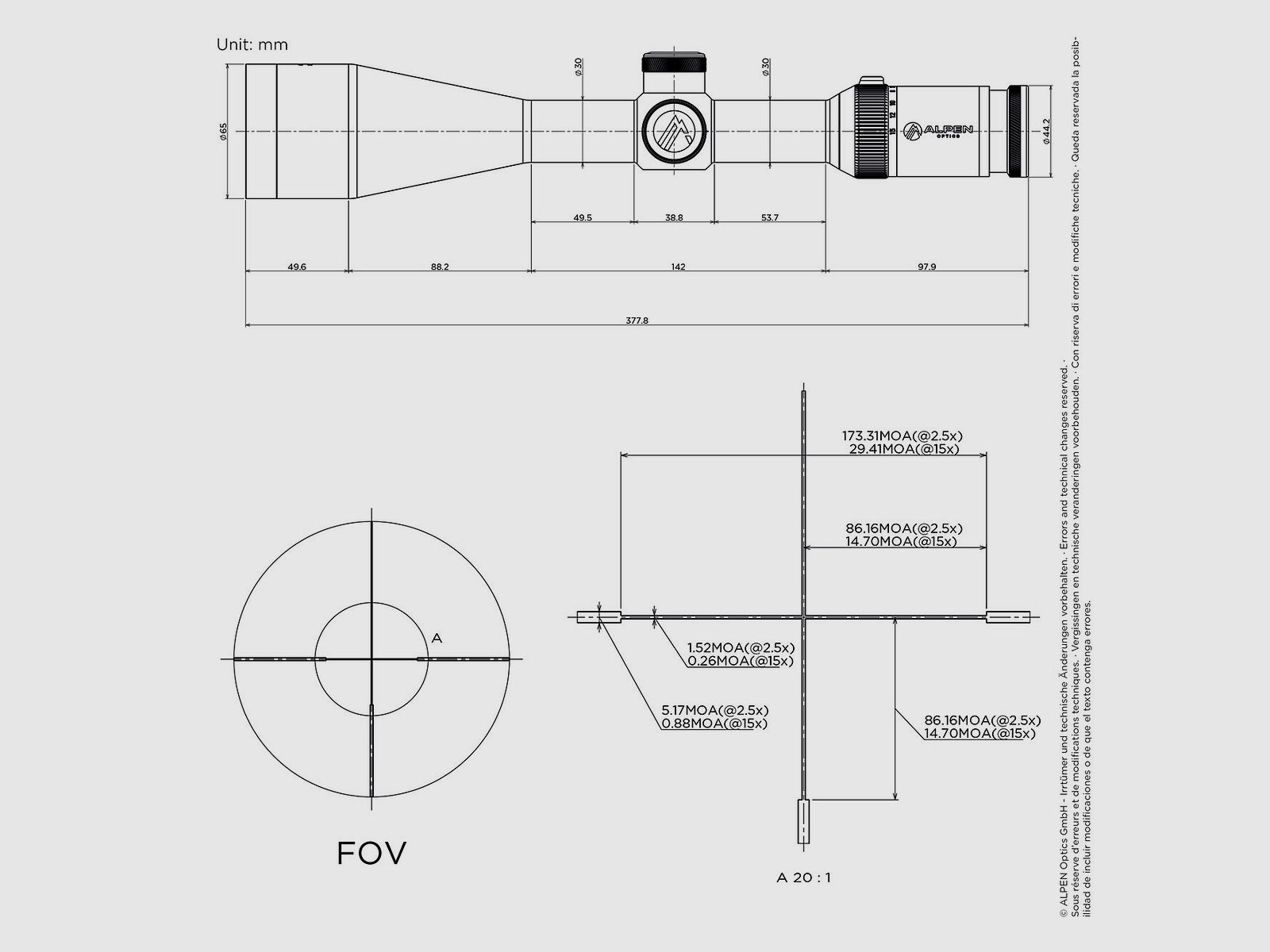 ALPEN OPTICS Apex XP Zieloptik 2.5–15x56 A4 mit SmartDot Technology