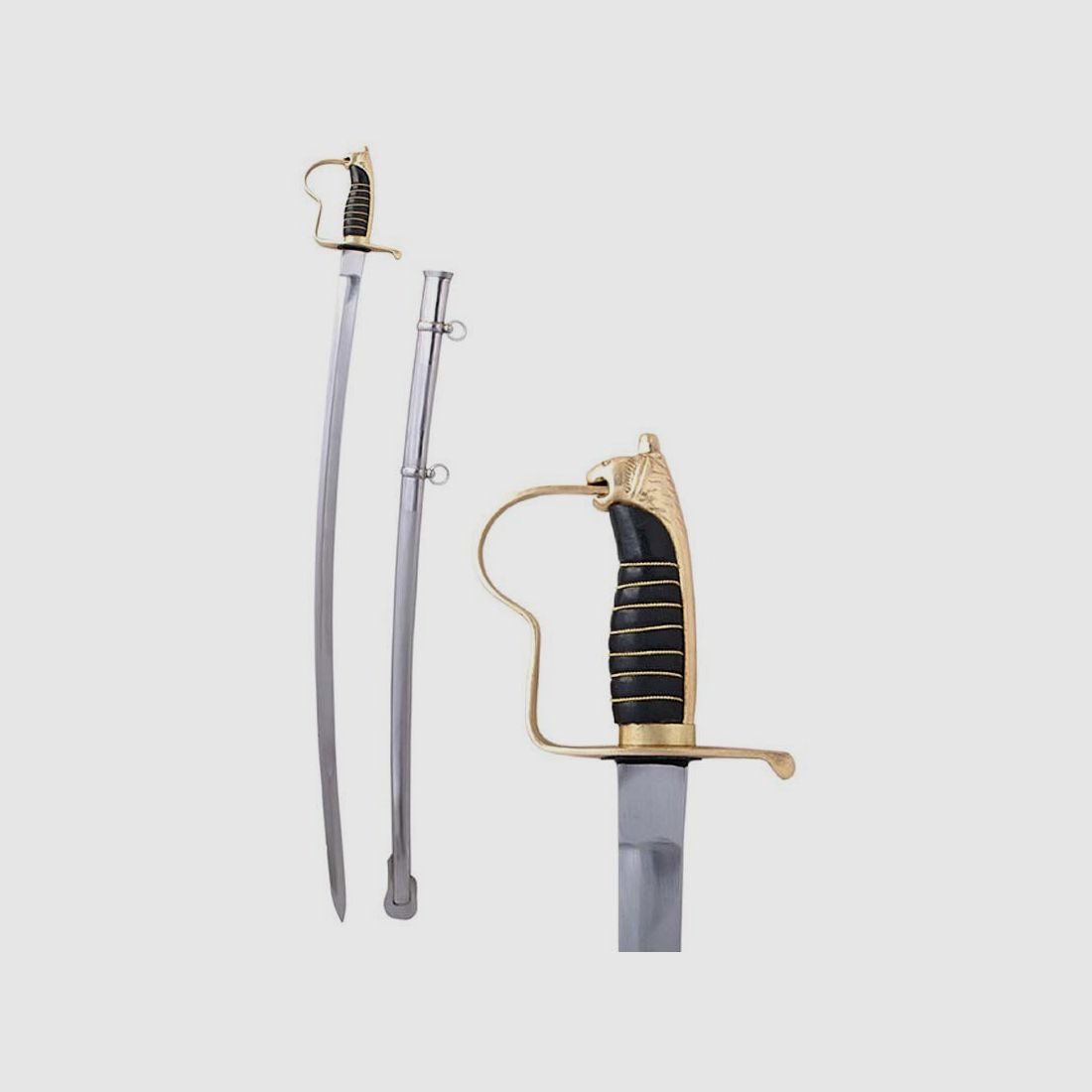 Sabel pruski z głowicą lwa z pochwą